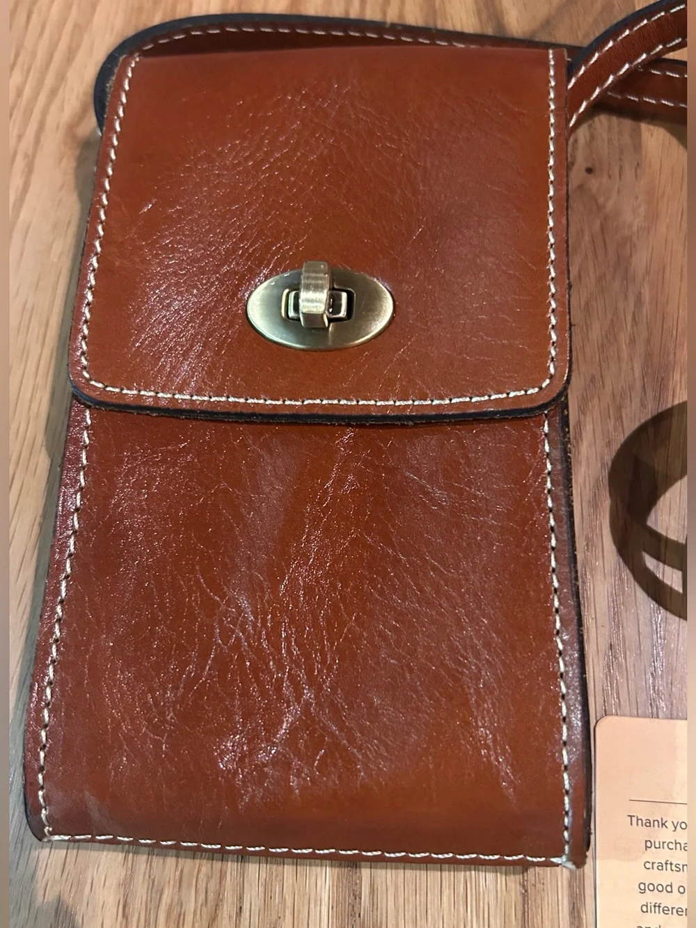 Patricia Nash cognac/tan all Leather Crossbody Bag NWT - Picture 3 of 7